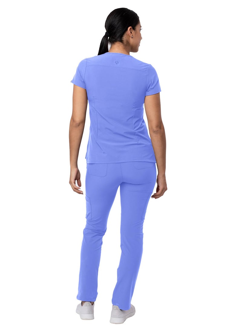 Adar Uniforms Adar Addition Scrubs Set for Women - Stretch V-Neck Scrub Top & Skinny Cargo Scrub Pants, 10 Pockets - A9200 - Ceil Blue - M - Image 2